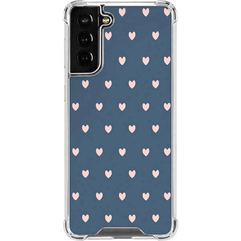 Blue and Pink Hearts Galaxy S21 FE Clear Case